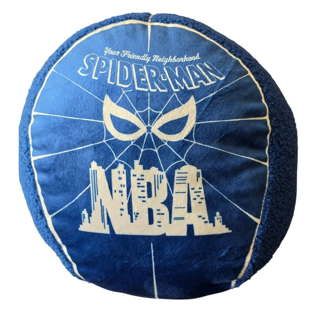 Marvel Spider-Man NBA Basketball Round Plush Pillow‎ Blue 12 Inch Weighted NWT